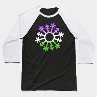 Gender Snowflake - Genderqueer Flag Colors - No Text Baseball T-Shirt